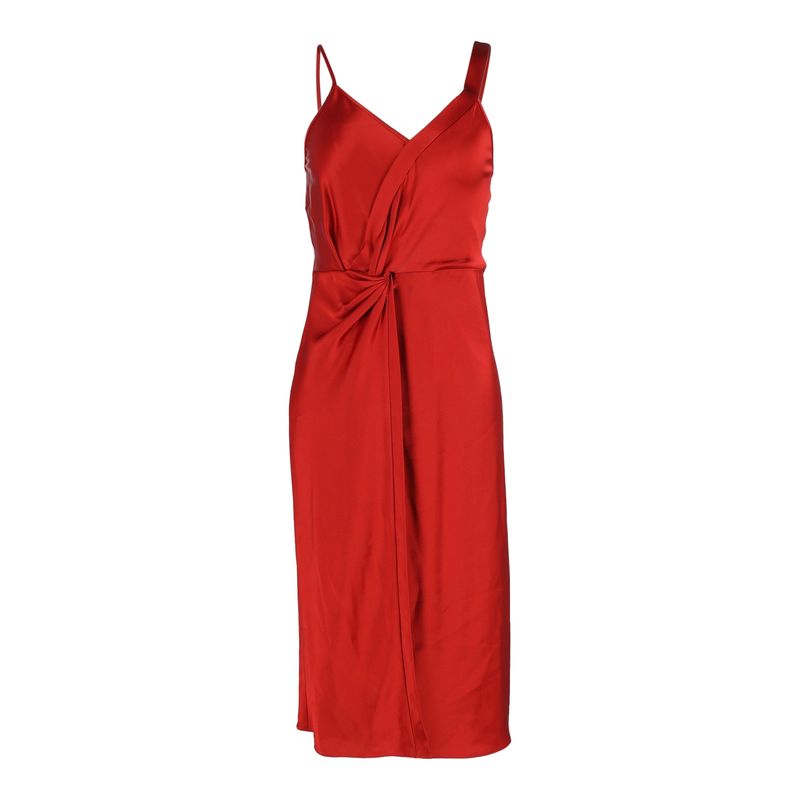 T By Alexander Wang Draped Dress In Red Satin
